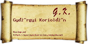 Györgyi Koriolán névjegykártya